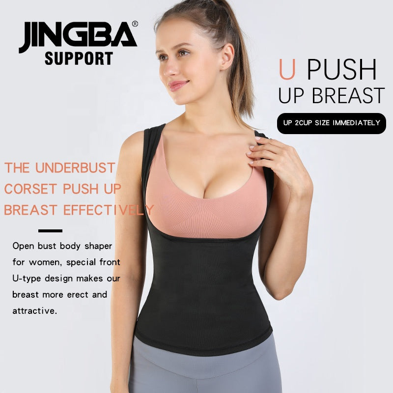 JINGBA Wholesale Fashionable Neoprene Sauna Waist Trainer Suit Weight Loss Corset Sweat Vest for Women Sports Daily Life