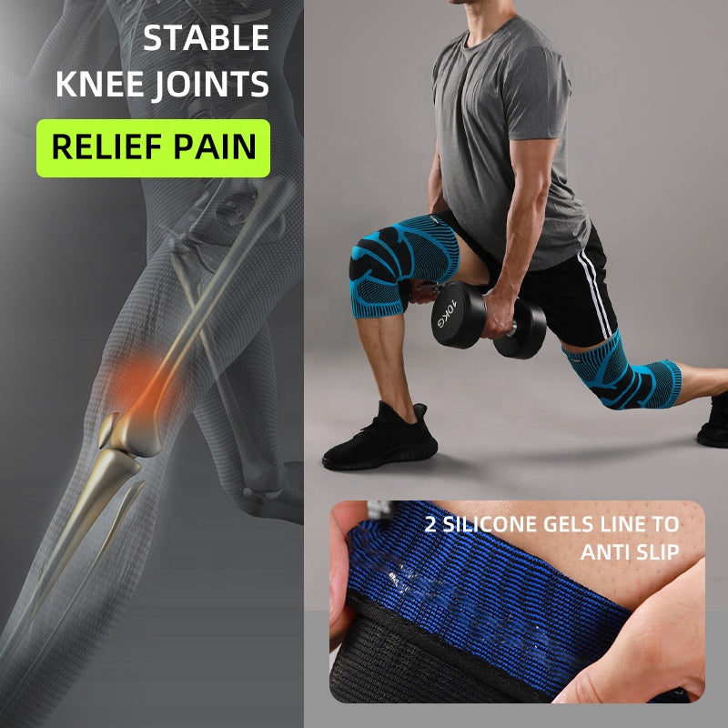 JINGBA Fast Delivery Premium Unisex Knee Braces Compression Sleeve Knee Support with Silicone Strap for Sports Workout Knee Pain